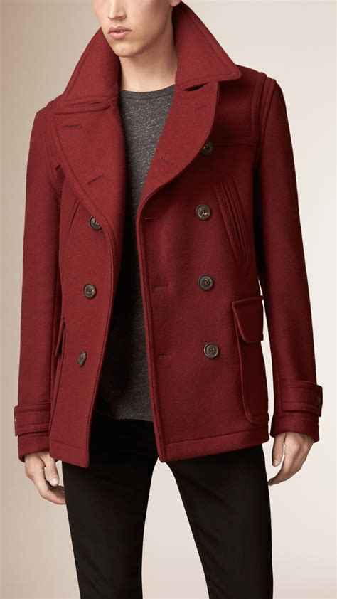 mens burberry pea coat|burberry men's coat outlet.